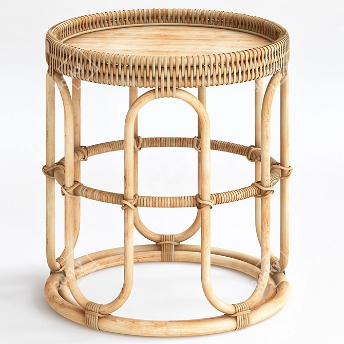 Aloki Rattan Bamboo Side Table 3D model image 1