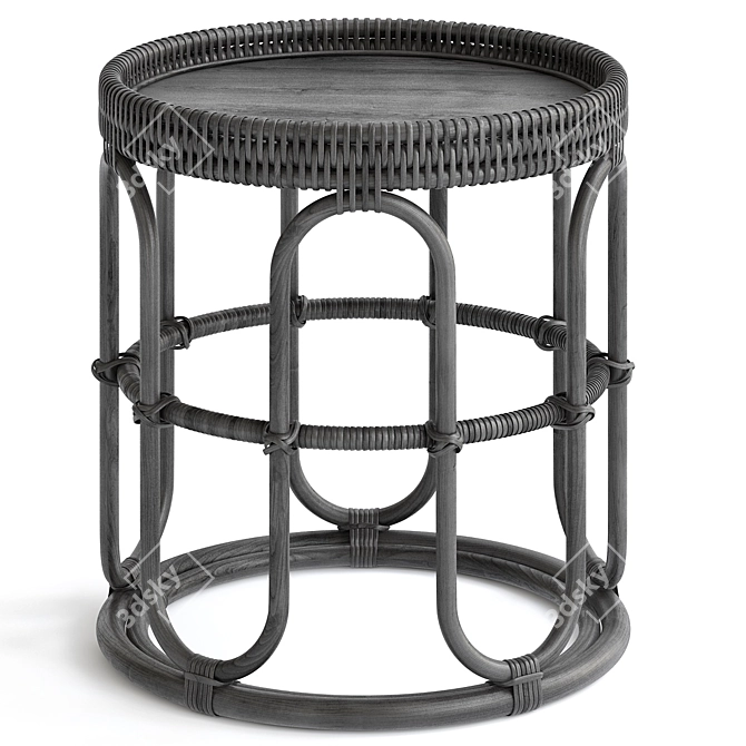 Aloki Rattan Bamboo Side Table 3D model image 2