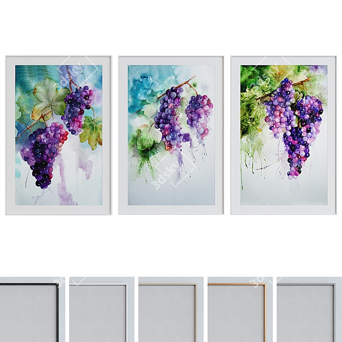 Grape Cluster Picture Frame Set 3D model image 1