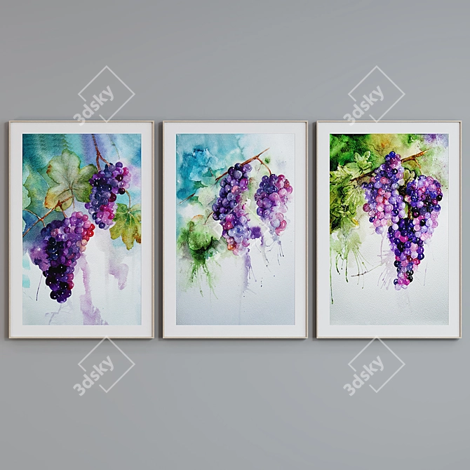 Grape Cluster Picture Frame Set 3D model image 2