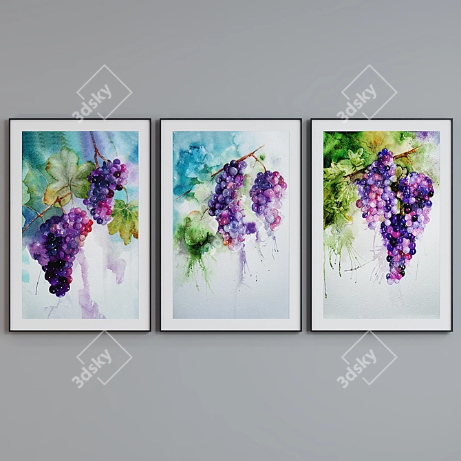 Grape Cluster Picture Frame Set 3D model image 4