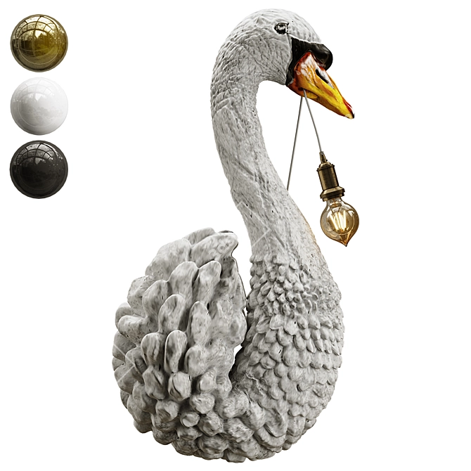 Elegant Swan Sculpture Wall Light 3D model image 1