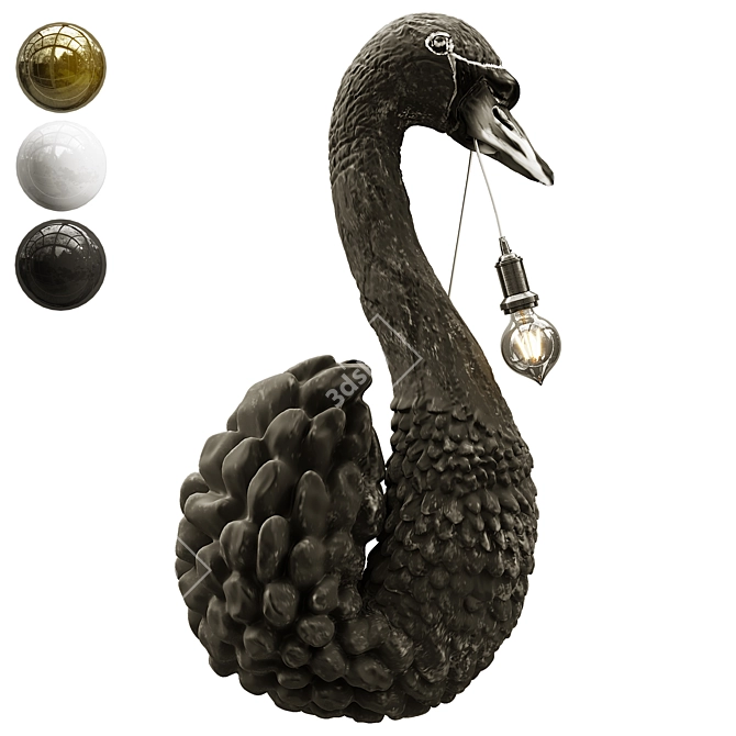 Elegant Swan Sculpture Wall Light 3D model image 3