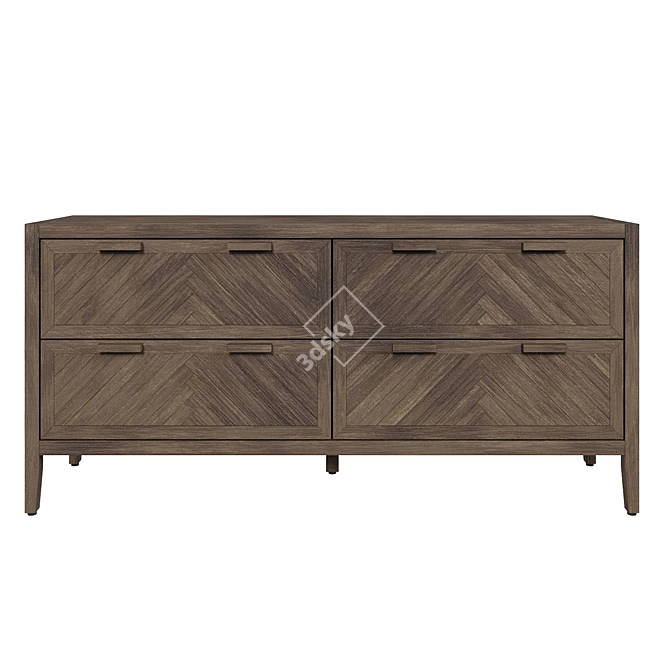 Solid Pine 4-Drawer Chest NOTTINGHAM 3D model image 1