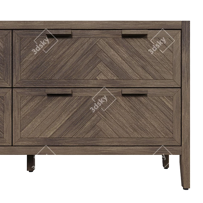 Solid Pine 4-Drawer Chest NOTTINGHAM 3D model image 3