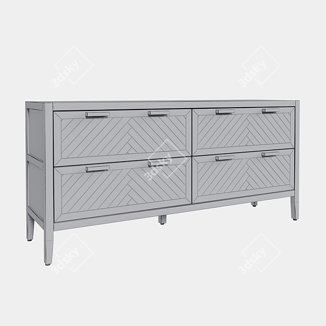 Solid Pine 4-Drawer Chest NOTTINGHAM 3D model image 4