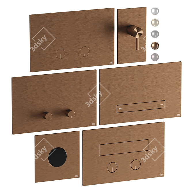 CEA Flush Buttons Set Kit 3D model image 4