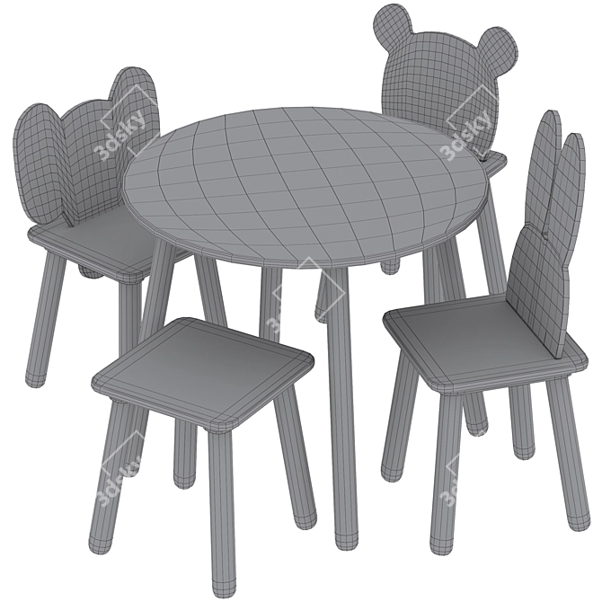 Jabadabado Kids Table & Chairs 3D model image 5