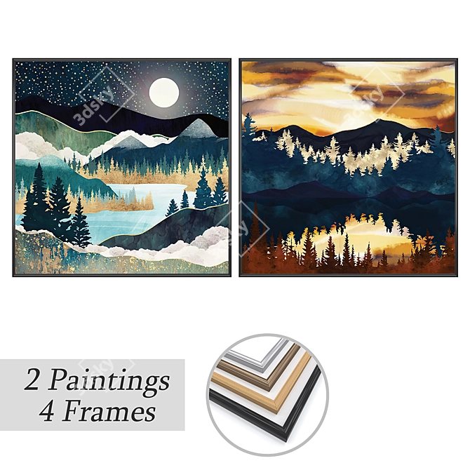 Artwork Set with Multiple Frames 3D model image 1