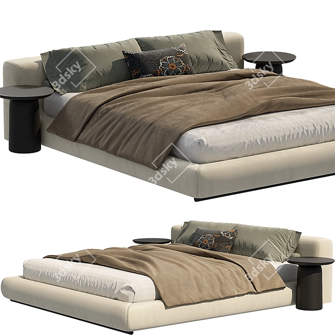 Modern Flexform Groundpiece Bed 3D model image 2