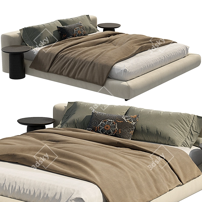 Modern Flexform Groundpiece Bed 3D model image 3