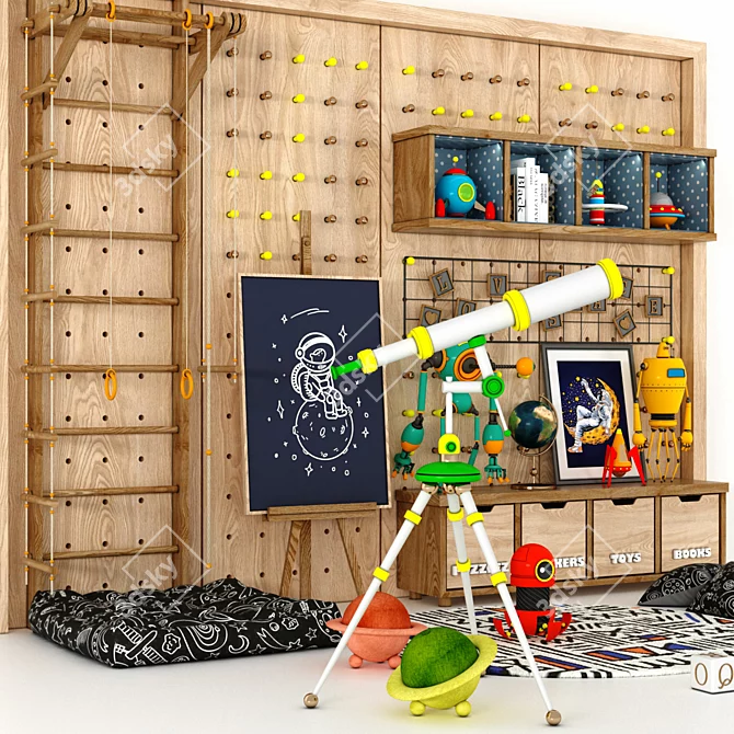 Modern Child Room Decor Pack 3D model image 5