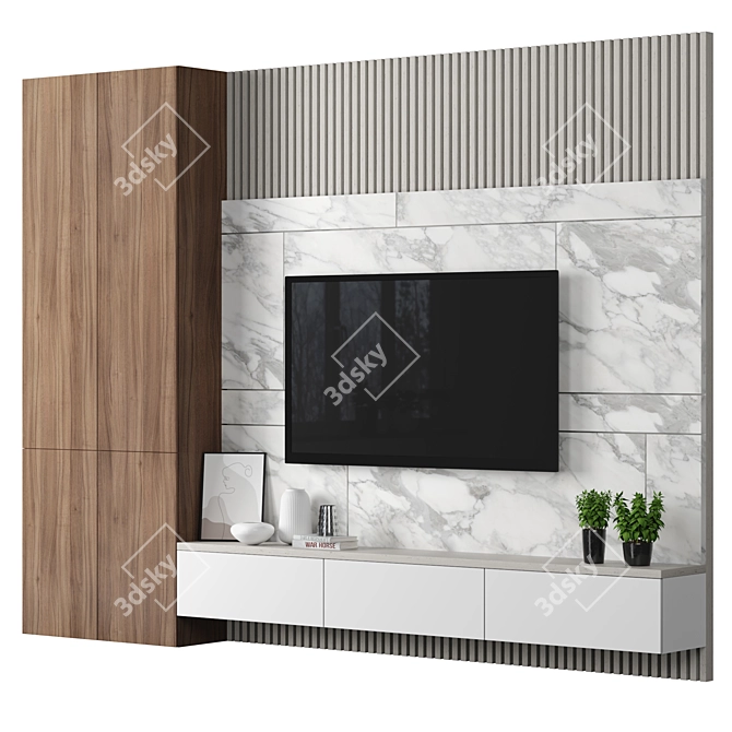 Modular 4K Marble TV Wall 3D model image 3