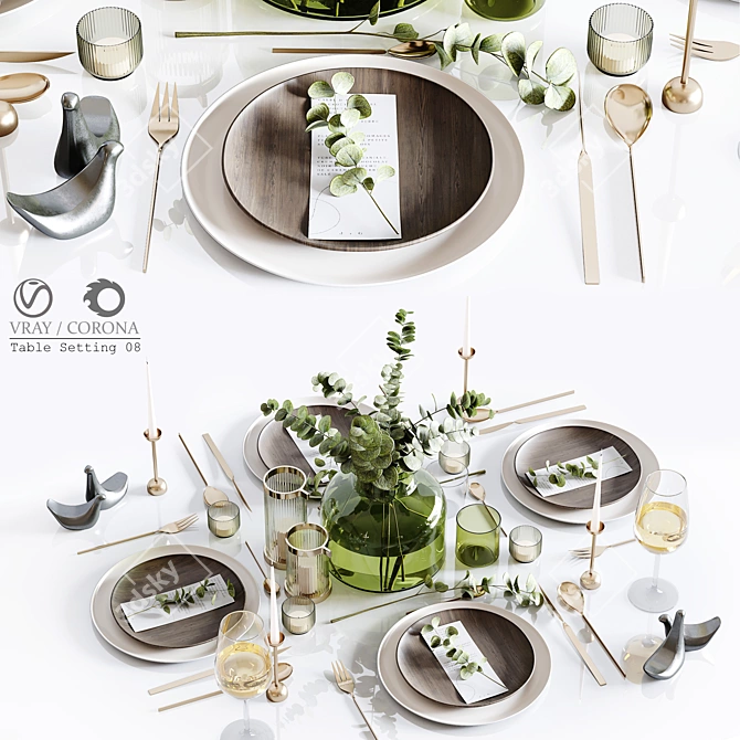 Elegant Table Setting 3D Model 3D model image 1