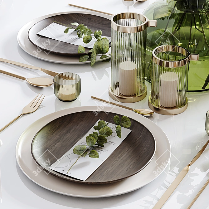 Elegant Table Setting 3D Model 3D model image 3