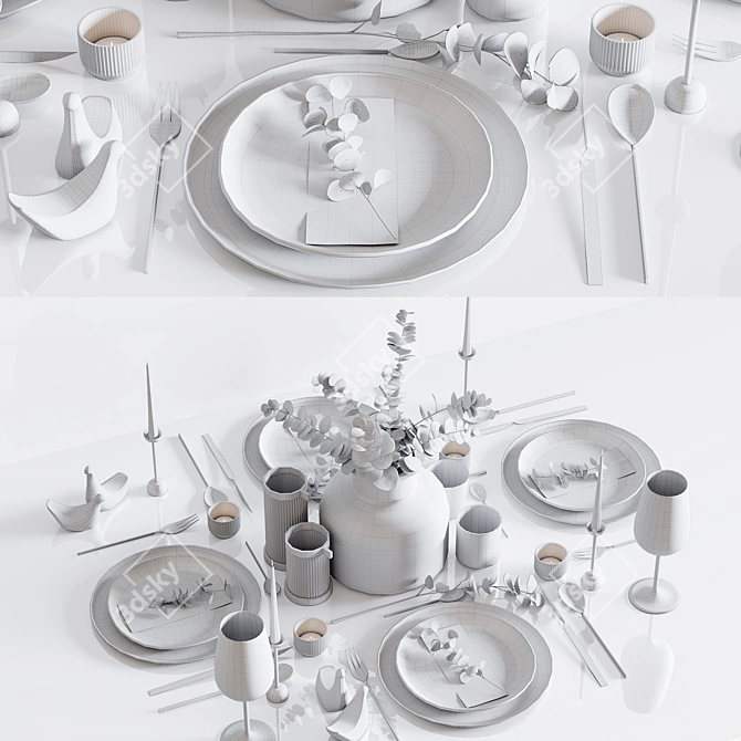 Elegant Table Setting 3D Model 3D model image 4