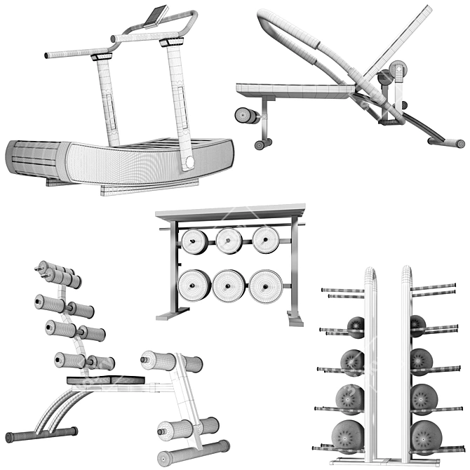 Realistic 3D Gym Equipment Model 3D model image 5