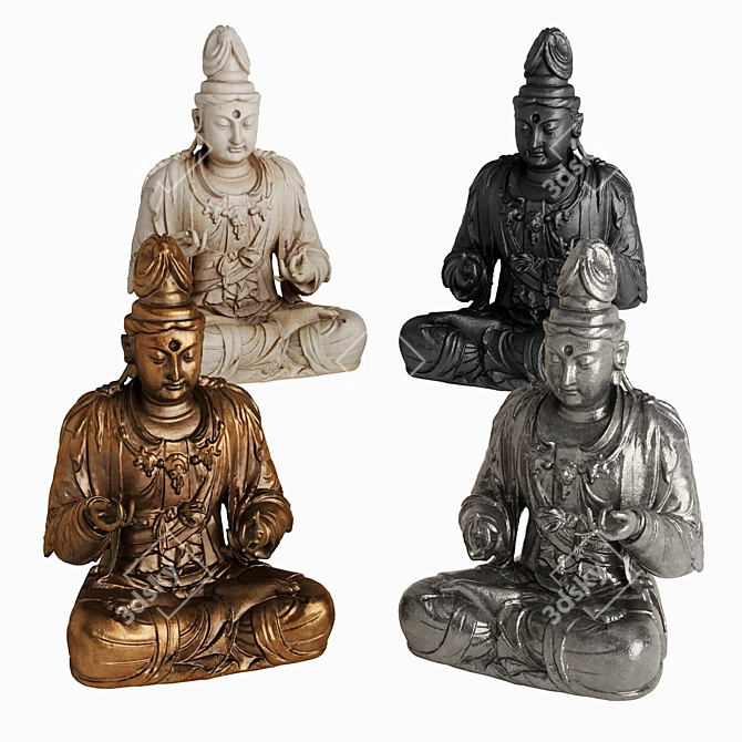 Buddha Metal Plaster Sculpture 3D model image 1