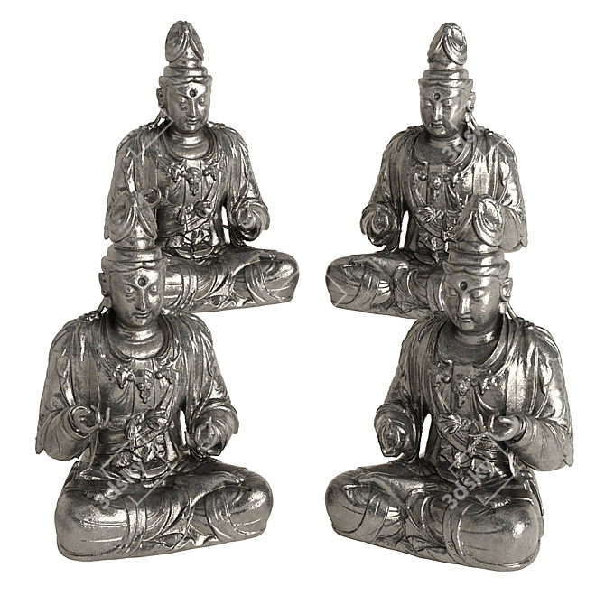 Buddha Metal Plaster Sculpture 3D model image 4