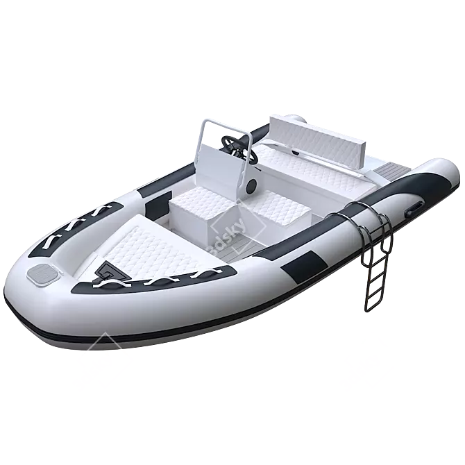 Rib Boat 3D Model  White/Beige/Dark Blue 3D model image 1