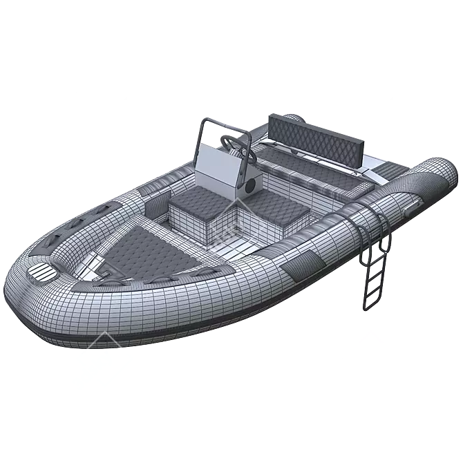 Rib Boat 3D Model  White/Beige/Dark Blue 3D model image 3