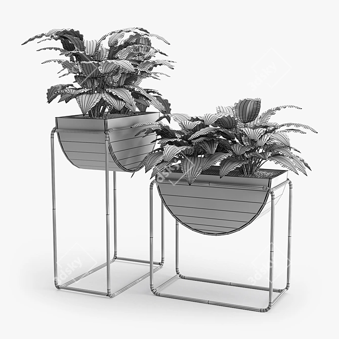 Modern Fiberglass Resin Planters Set 3D model image 4