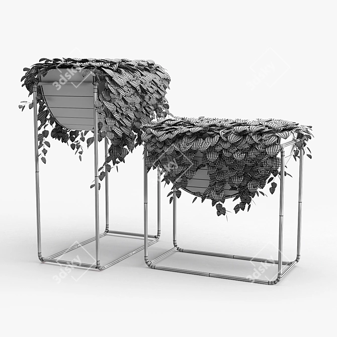 Modern Fiberglass Resin Planters Set 3D model image 7