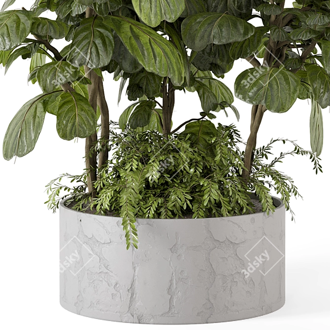 Rusty Concrete Pot Outdoor Plants 3D model image 5