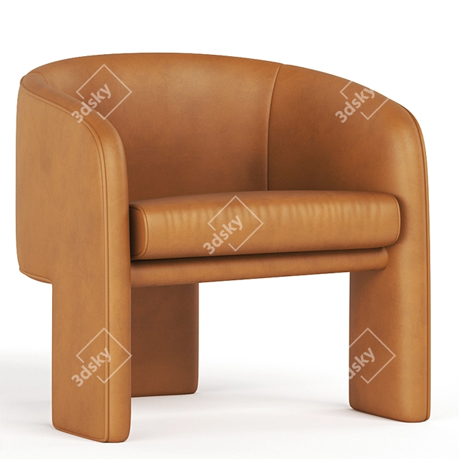 Vintage Milo Baughman Armchair Beige 3D model image 2