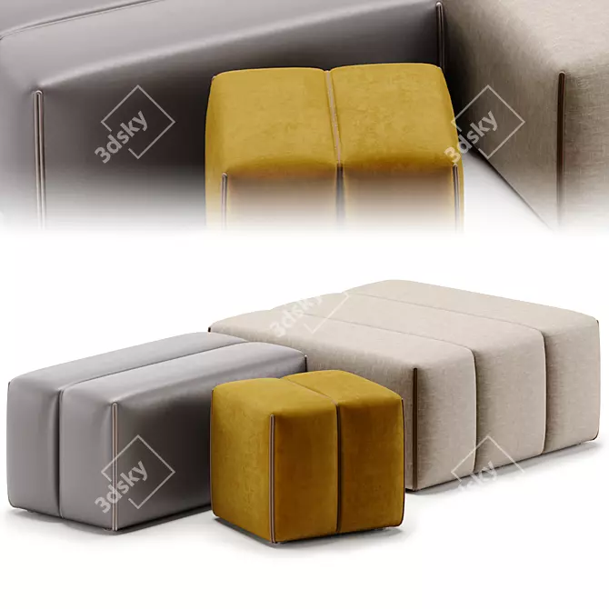 Contemporary GRANT Poufs Set, Domkapa 3D model image 1