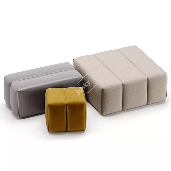 Contemporary GRANT Poufs Set, Domkapa 3D model image 2