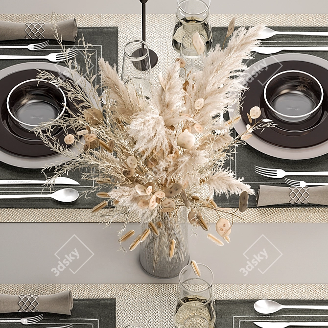 Natural Eco-Style Table Setting 3D model image 2