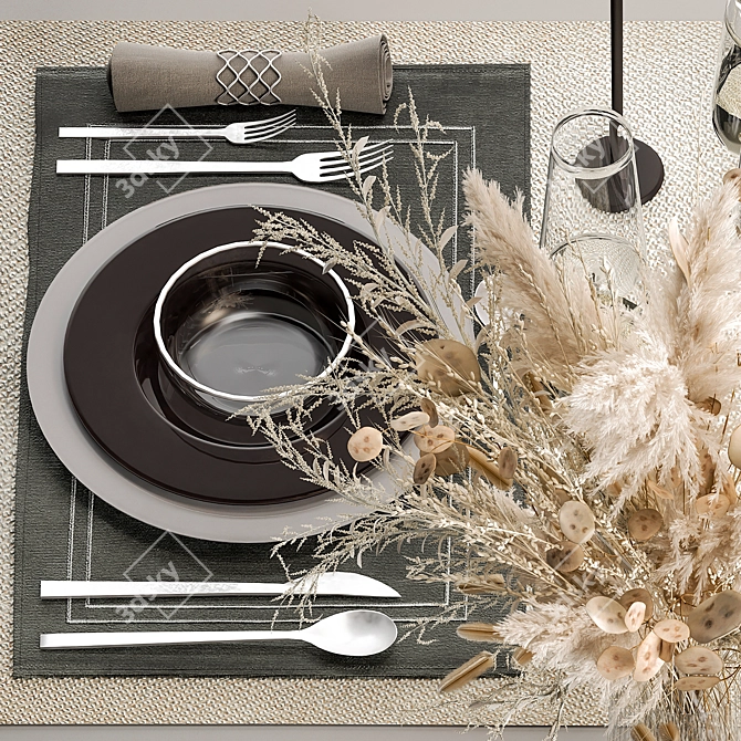 Natural Eco-Style Table Setting 3D model image 5