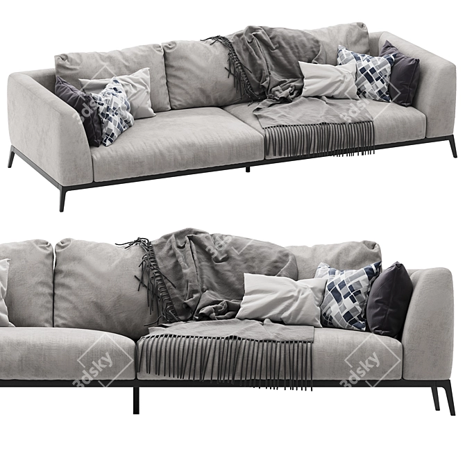 Elegant Flou OLIVER Sofa Set 3D model image 2