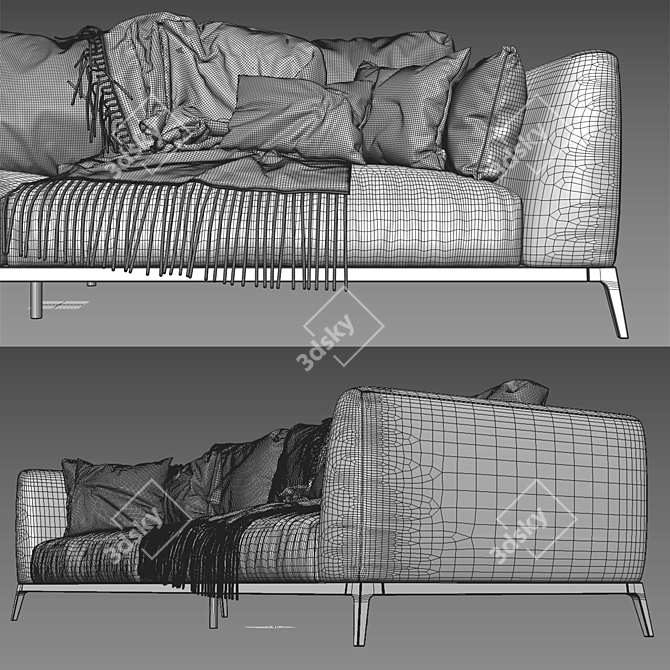 Elegant Flou OLIVER Sofa Set 3D model image 3