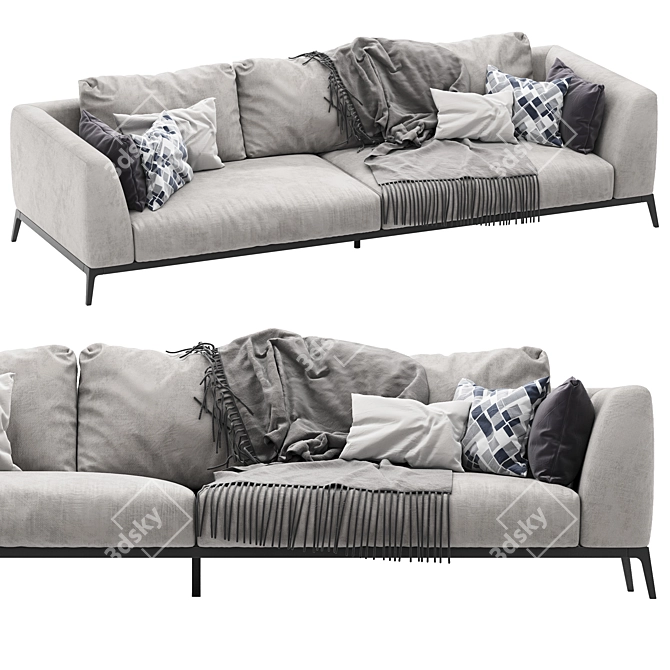 Elegant Flou OLIVER Sofa Set 3D model image 12