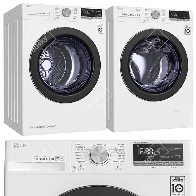 LG Washing & Dryer Set, Smart 3D model image 1