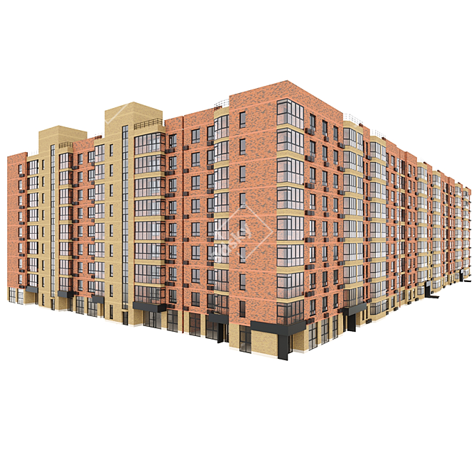 Особняк Г-образный Multifamily House 3D model image 1