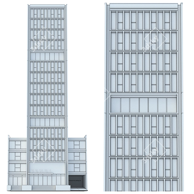 Precise Office Building Model 3D model image 3