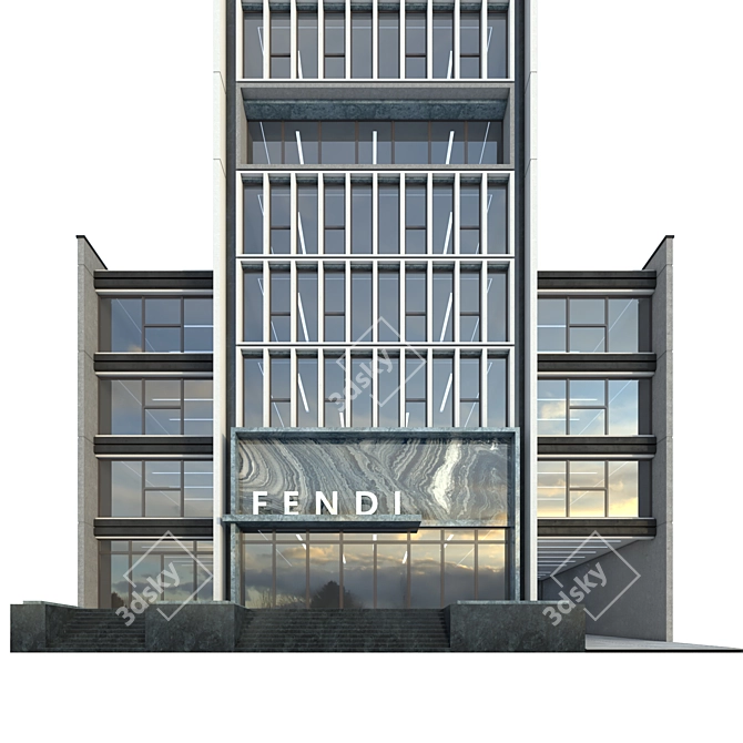 Precise Office Building Model 3D model image 6