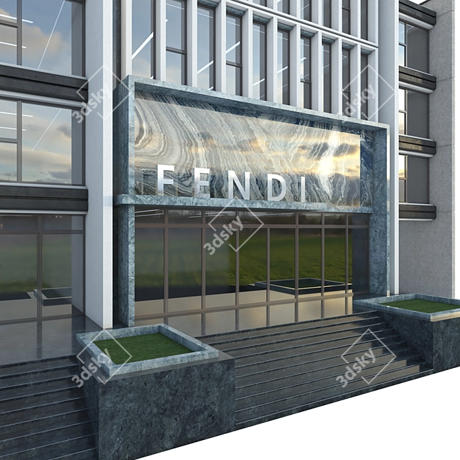 Precise Office Building Model 3D model image 7