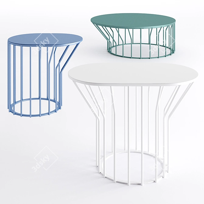 Colorful Steel Outdoor Coffee Tables 3D model image 2