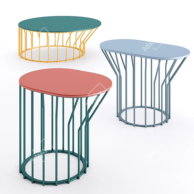 Colorful Steel Outdoor Coffee Tables 3D model image 4