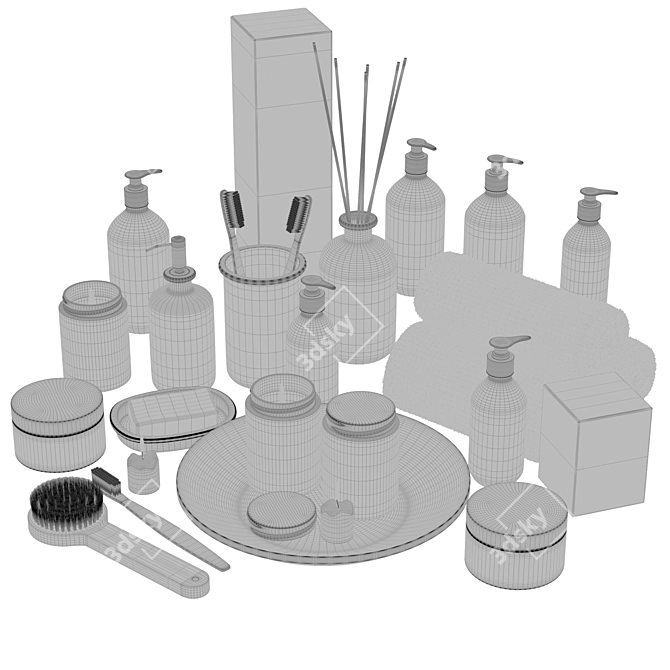 Modern Bathroom Accessory Set 3D model image 5