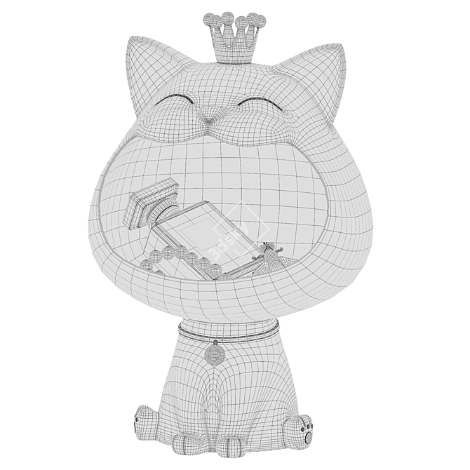 Crowned Cat Statue 3D Model 3D model image 4