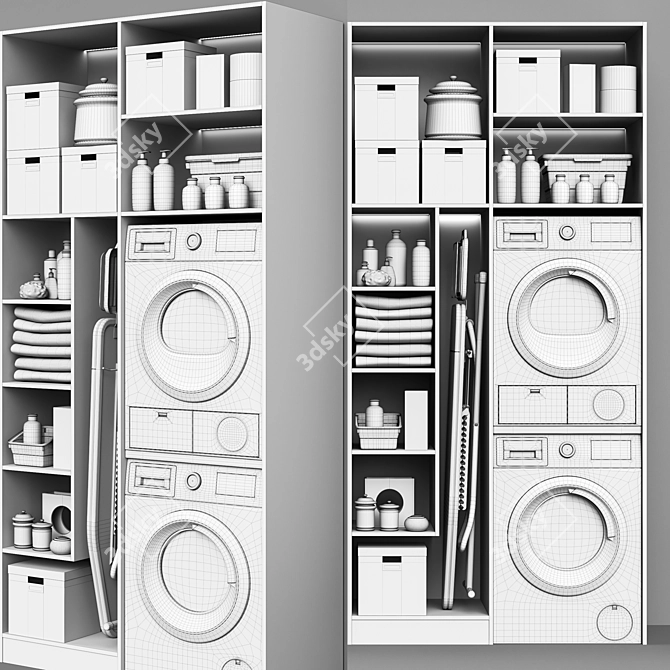 Laundry and Bathroom Cabinet Kit 3D model image 5