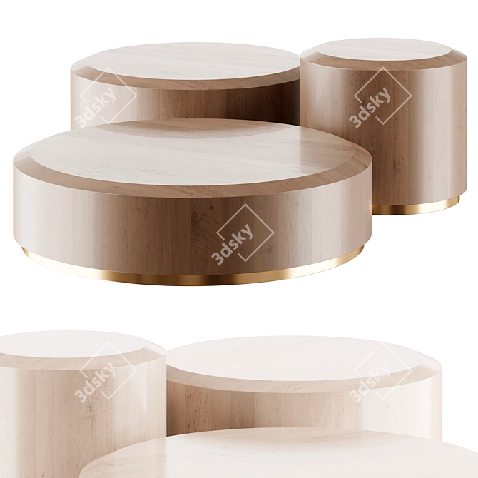 Handcrafted Wooden Coffee Table 3D model image 1