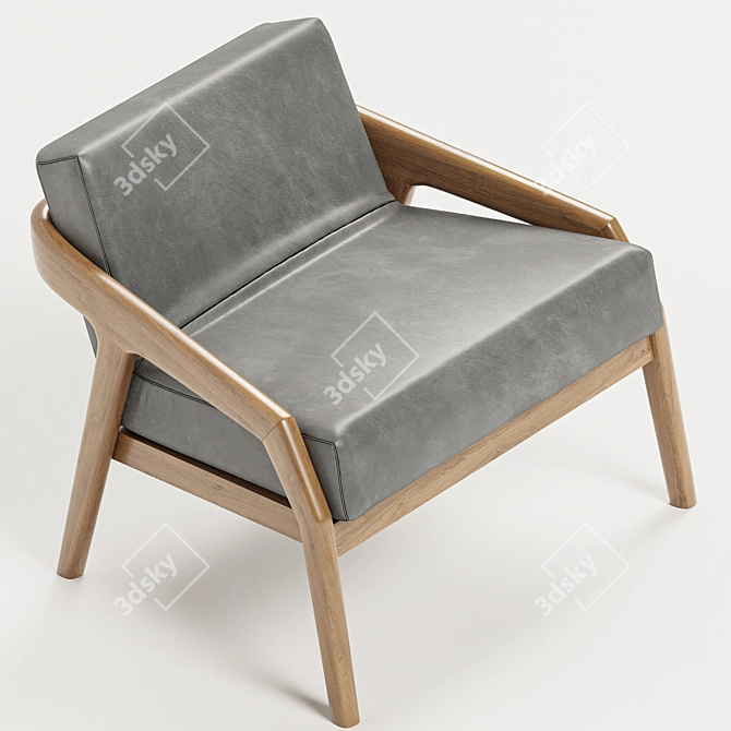 Luxury Leather Lounge Armchair 3D model image 2