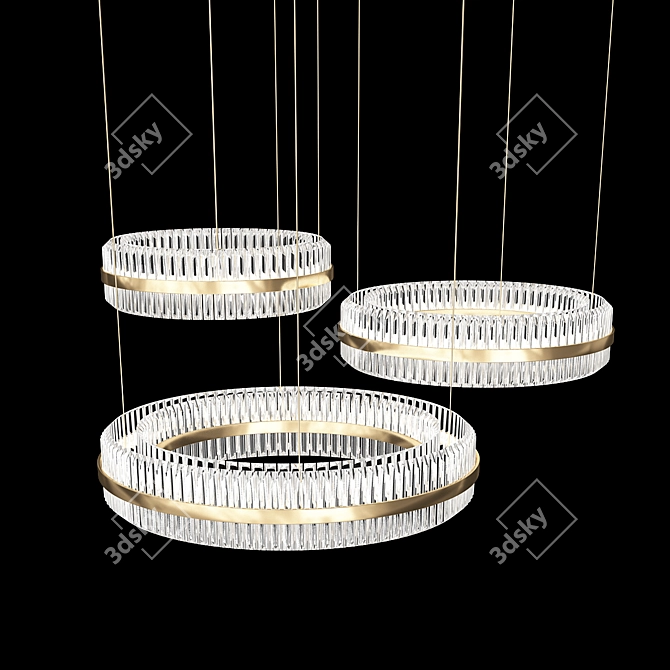 Elegant Crystal Brass Suspension 3D model image 2