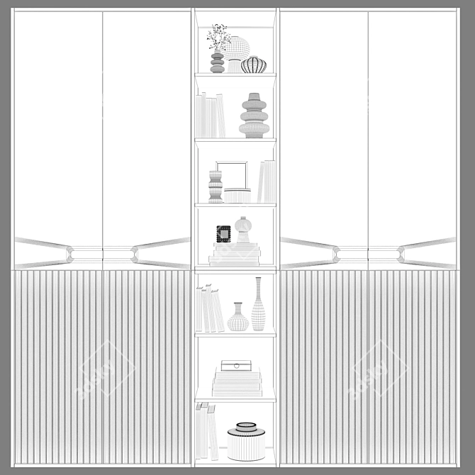 Modern Style Wardrobes Set 50 3D model image 3